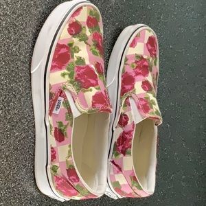 Women’s Vans Floral Slip Ons  Roses gently used